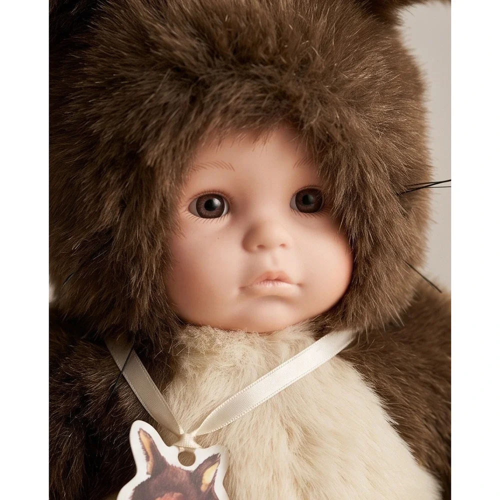 Anne Geddes 1997 Squirrel Baby Plush Doll Set Brown‎ Faux Fur Vintage 9in 12in